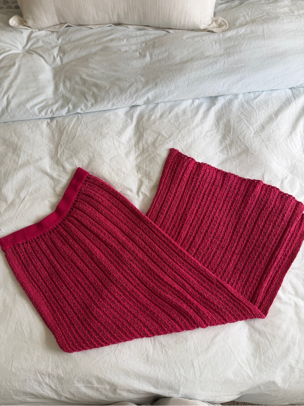 Free People Magenta Ribbed Midi Skirt